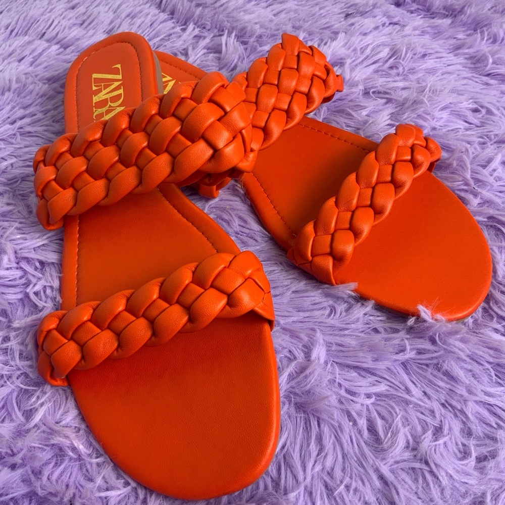 Orange Braided Sandals
